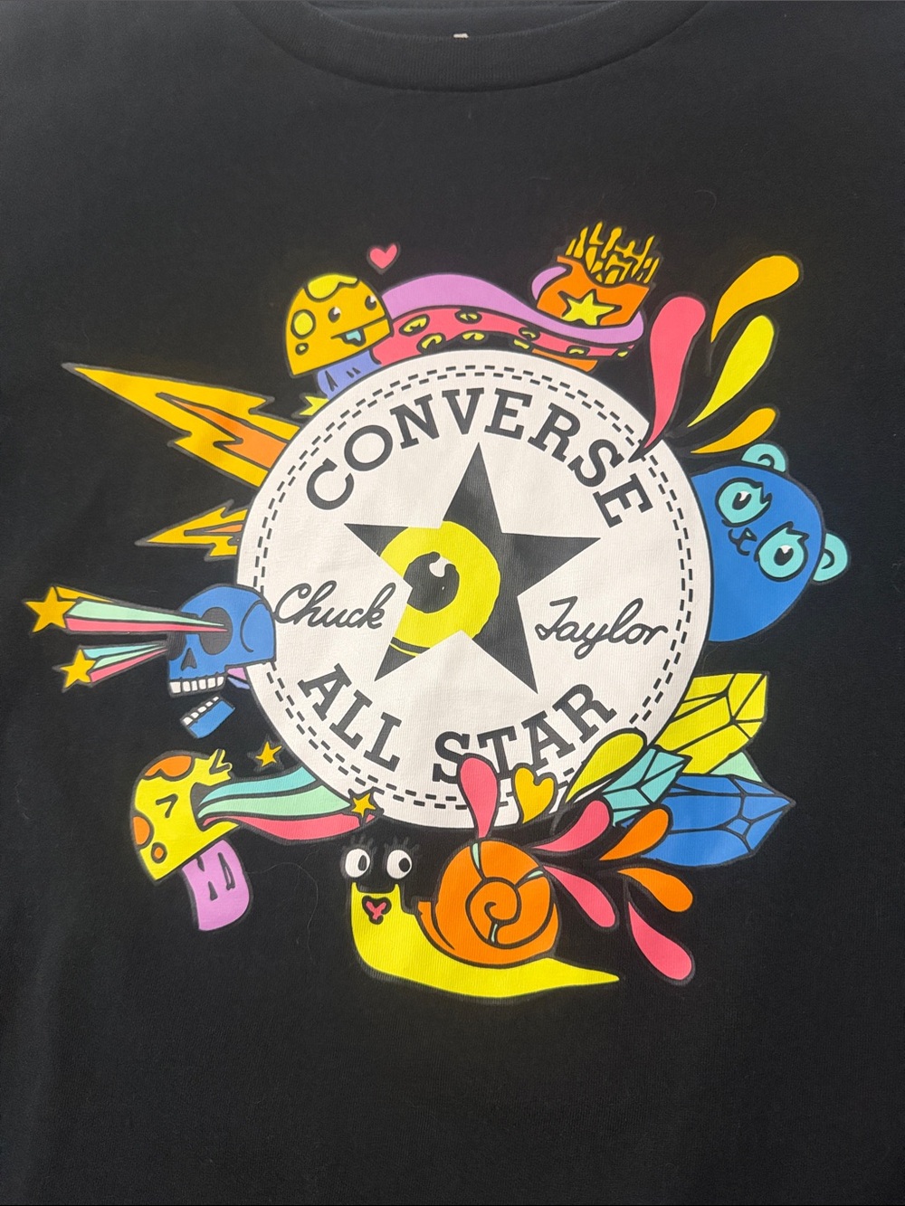 Converse Men Black Tee with Colorful All Star Graphic - L - Picture 6 of 7